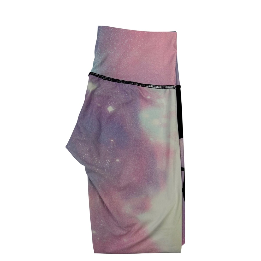 Teeki Northern Lights Galaxy Moose Yoga Leggings Pink Purple Blue Womens Medium - Picture 2 of 9